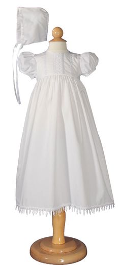 * -------------------------------------------------------------- * Blessed Celebration proudly carries baptismal wear from Little Things Mean A Lot, the premier manufacturer of infant Christening gowns and outfits in the United States. * -------------------------------------------------------------- * Beautifully smocked 32” gown with hand embroidery, picot edged collar and pin tucking on skirt. Sash at back of gown and stretch in smocking enables gown to fit several size babies. Includes matching bonnet and attached slip. 100% Cotton batiste. Hand Wash. Shipped with elegant padded hanger and zippered vinyl bag. Heirloom Preservation Bag recommended for long term storage. Available in sizes: small and large. Sizing Information for our baptismal outfits: This size chart is offered as a guid Christening Outfit Girl, Blessing Gown, Boy Christening Outfit, Christening Shoes, Boy Baptism Outfit, Baptism Gown, Cotton Gowns, Baptism Outfit, Girls Heart