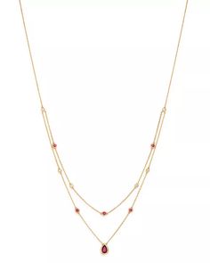 Bloomingdale's - Ruby & Diamond Layered Necklace in 18K Yellow Gold, 18" - 100% Exclusive Luxury Red Diamond Round Necklace, Luxury Red Round Diamond Necklace, Luxury Red Diamond Necklace, Luxury Red Necklaces For Formal Occasions, Luxury Red Necklaces, Luxury Red Ruby Diamond Necklace, Elegant Gold Necklace With Ruby, Elegant Yellow Gold Ruby Necklace, Elegant Red Gold Plated Necklace