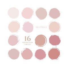 the 16 neutrals color palette is shown in shades of pink, red and beige