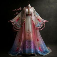 Fantasy Dress Design, Model Illustration, Hanfu Dress, Outfit Design, Whimsical Fashion