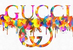 Gucci Graffiti Art, Gucci Artwork, Gucci Logo Art, Gucci Designer T-shirt With Letter Print, Cotton T-shirt With Multicolor Graffiti Print, Splatter Art, Shirt Print Design