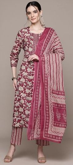 Beige and Brown, Red and Maroon color Salwar Kameez in Cotton fabric with Cut Dana, Printed, Zari work Eid Red Kurta With Block Print, Red Cotton Unstitched Suit For Diwali, Red Kalamkari Print Wedding Sets, Red Sets With Printed Border For Eid, Red Semi-stitched Churidar With Printed Motifs, Red Cotton Salwar Kameez With Kalamkari Print, Red Anarkali With Printed Border, Red Anarkali Traditional Wear With Printed Border, Red Cotton Anarkali Unstitched Suit