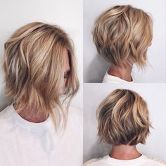 Color Layered Bob Haircuts, Blonde Bob Hairstyles, Caramel Blonde, Wavy Bob Hairstyles, Modern Haircuts, Layered Bob Hairstyles, Layered Bob, Short Bob Haircuts, Haircut And Color