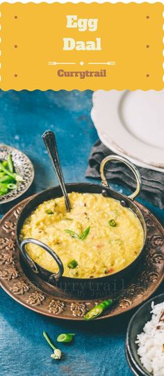 egg dali served in a bowl with rice and garnish on the side