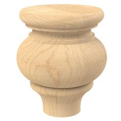 an unfinished wooden knob on a white background