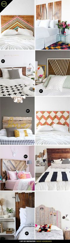 multiple pictures of different types of beds and pillows