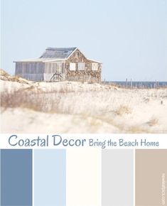 a house sitting on top of a sandy beach next to the ocean in color swatches