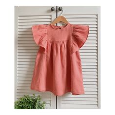 "Girls dress made of 100% cotton. Butterfly sleeve. Muslin fabric. Please, note when choosing a size. Be guided by the age and height of the child. This is a loose dress, choosing a larger size will make the dress too big. Avalible sizes (child height ): US 2 (approx height 34\"/86cm) US 3 (approx. height 38\"/96cm) US 4 (approx. height 41\"/104cm) US 5 (approx. height 44\"/112cm) US 6 (approx. height 47\"120cm) US 7 (approx. height 50\"/127cm) US 8 (approx. height 52\"/132cm) The item is made t Short Sleeve Cotton Dress With Ruffles, Spring Cotton Dress With Ruffle Sleeves, Cotton Spring Dress With Ruffle Sleeves, Cotton Sundress With Flutter Sleeves For Spring, Cotton Dress With Ruffle Sleeves, Summer Cotton Dress With Ruffle Sleeves, Cotton Dresses With Ruffle Sleeves, Pink Short Sleeve Cotton Dress, Cute Butterfly Sleeve Beach Dress