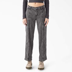 Women’s Newington Cargo Pants - Dickies US Mid-rise Cotton Parachute Pants With Pockets, Workwear Wide-leg Cargo Jeans With Side Pockets, Relaxed Fit Wide-leg Utility Cargo Pants, Wide-leg Cargo Jeans With Multiple Pockets For Work, Fitted Cotton Bottoms With Flap Pockets, Cotton Cargo Parachute Pants With Straight Leg, Cotton Cargo Jeans With Hip Pockets, Utility Straight Leg Cargo Pants, Utility Pants With Flap Pockets