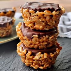 chocolate covered cookies stacked on top of each other