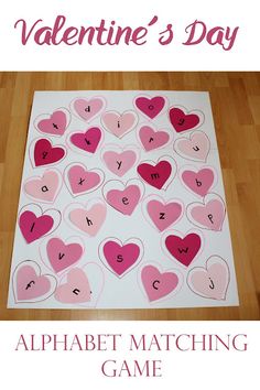 valentine's day alphabet matching game for toddlers to practice letter recognition and spelling