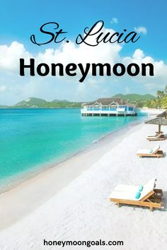 the beach at st lucia honeymoon resort with text overlay