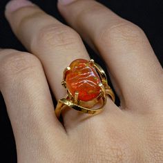 💎 Mexican Opal 14K Gold Ring - October Opal Engagement Ring ✨ Meet the Power of Fire Opal Gold Ring, your new go-to for adding that extra spark to your style! This stunning piece features a vibrant Mexican Fire Opal, beautifully nestled in a 14K gold setting, and handcrafted with love and care. Each ring is unique--just like you! 🌟 Key Features: 🏅 Premium 14K Solid Gold: Crafted with top-notch 14K solid gold, authenticated with a JR14kMX stamp, ensuring both quality and purity. 💍 Comfort Fit Gold Opal Gemstone Ring Gift, Yellow Gold Opal Ring Oval Cabochon For Gift, Collectible Gold Opal Ring With Gemstone, Collectible Gold Opal Gemstone Ring, Gold Opal Ring Gift, Handmade Elegant Yellow Gold Opal Ring, Gold Opal Ring As Gift, Oval Cabochon, Gold Opal Oval Cabochon Ring As Gift, Gold Oval Cabochon Opal Ring As A Gift