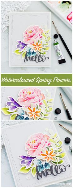 watercolored spring flowers are featured in this handmade card using the stamp set