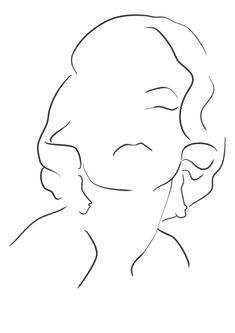 a line drawing of a woman's face with her hair pulled back and eyes closed