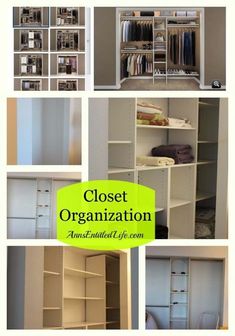 there are many closets and shelves in this room with the words closet organization on them