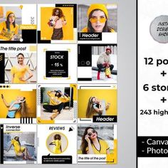 a collage of photos with yellow and black colors is featured in this postcard