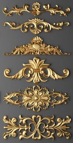 gold decorative elements on a gray background