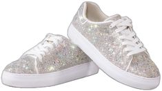 Glamorous Embellished Lace-up Sneakers, Glamorous Rhinestone Sneakers With Round Toe, Silver Lace-up Party Sneakers, Party Sneakers With Rhinestones, Party Sneakers With Rhinestones And Round Toe, Glamorous Bling Lace-up Sneakers, Silver Sparkling Synthetic Sneakers, Sparkling Silver Synthetic Sneakers, Party Sneakers With Bling And Round Toe