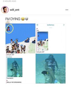 some people are swimming in the water and one is taking pictures with his cell phone