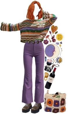 Miss Frizzle Aesthetic, Miss Frizzle Outfits, Ms Frizzle Outfits, Purple Pants Outfit, Boho Clothing Brands, Miss Frizzle, Ms Frizzle, 70s Outfits, Quirky Fashion