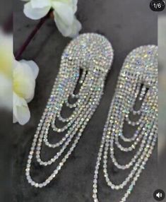 Crystal Wedding Earrings, Waterfall Long Earrings, Bridal Rhinestone Earrings | eBay Crystal Wedding Earrings, Crystal Earrings Wedding, Elegant Themes, Rhinestone Bridal, Fashion Jewelry Earrings, Crystal Wedding, Rhinestone Earrings, Pierced Ears, Handmade Accessories