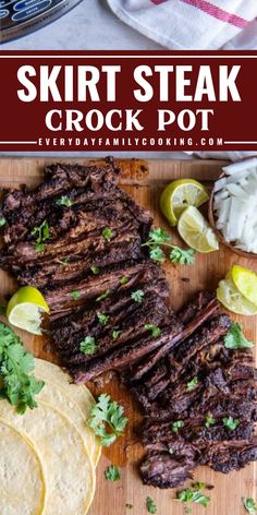 Are you a steak lover? This easy Father's Day main dish recipe can astound you! Try this slow-cooked skirt steak recipe if you're craving a delicious, savory meal that melts in your mouth! Pin this easy Father's Day recipe now! Skirt Steak Dinner Ideas Crockpot, Skirt Steak Slow Cooker, Skirt Steak Tacos Crockpot, Dinner Ideas With Skirt Steak, Skirt Steak Recipes Crockpot Slow Cooker, Skirt Steak Slow Cooker Recipes, Steak Skirt Recipes, Crockpot Skirt Steak, Beef Skirt Steak Recipes Crockpot