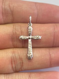 Small 18k Solid White Gold Cross with Flower Pendant in Diamond Cut Made with Real 18k Solid Gold Weight - 1.41 Grams Width - 16.5mm Free Domestic Shipping and One-Day Handling FREE Gift Box! About Us With 30 years of jewelry experience and a Top Rated Seller on eBay since 2011, Goldland Jewelry strives to provide quality handcrafted jewelries at the best price. Pricing are set to sell out quick! 30 Day Return after delivery for full refund. Any questions I'll be happy to answer :) White Gold Diamond-cut Crucifix Jewelry, White Gold Diamond Cut Crucifix Jewelry, White Gold Crucifix With Diamond Cut, Diamond Cut Crucifix Jewelry For Formal Occasions, White Gold Crucifix Jewelry For Anniversary, Formal Diamond Cut Crucifix Jewelry, White Gold Crucifix For Anniversary, Formal White Gold Crucifix Jewelry, Sterling Silver Cross Jewelry Stamped 14k