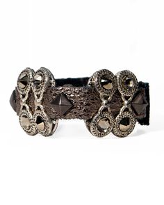 Mixed hardware and crystals sit on a soft leather band. This bracelet adds sophisticated sparkle to any outfit! Adjustable snap closure Genuine Leather Austrian Crystals Made in the USA Buckle Jeans, Chain Belts, Austrian Crystal, Watch Sale, Watch Necklace, Leather Band, Boho Earrings, Made In The Usa, Fashion Bracelets