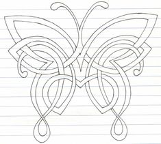 a drawing of a butterfly on lined paper