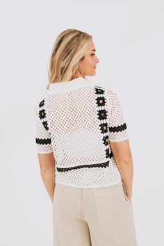 Take your style to the next level with the Higher Levels Top. This unique top features a stunning crochet design, 1 convenient pocket, and a bold color block point for added flair. Upgrade your wardrobe and stand out from the crowd with this must-have top. Details Crochet 1 pocket Color block point Sizing Approximate measurements: SIZE LENGTH BUST One Size 21" 42" Fabric has no stretchModel is 5’9 Material 100% CottonHand wash coldHang dry Trendy White Tops With Crochet Trim, Trendy White Top With Crochet Trim, White Crochet Trim Top For Day Out, Chic White Crochet Top For Day Out, White Knit Crochet Top For Day Out, White Crochet Knit Top For Day Out, Casual White Tops With Crochet Trim, White Textured Knit Tops For Day Out, Trendy White Crew Neck Crochet Top