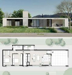 the floor plan for this modern house is very simple and has lots of space to put in