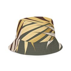 Reversible Bucket Hat, Palm Tree Leaves Green Burgundy Background Minimalist Art. This reversible bucket hat can be worn on both sides, making it easy to match with different outfits. Made of breathable premium fabric, this hat will become your go-to streetwear accessory. • 100% polyester • Fabric weight: 8.1 oz/yd² (275 g/m²) • Moisture-wicking and breathable fabric • Linen feel material • Reversible • Available in 2 sizes • Blank product components sourced from China Reversible Brown Bucket Hat, Brown Reversible Bucket Hat, Brown Reversible Bucket Hat With Curved Brim, Green Reversible Bucket Hat For Outdoor, Reversible Short Brim Bucket Hat For Vacation, Casual Reversible Yellow Bucket Hat, Adjustable Reversible Bucket Sun Hat, Casual Yellow Reversible Sun Hat, Casual Yellow Reversible Hat