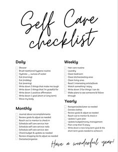 Self Care Checklist - Etsy Self Care Checklist, Self Care Bullet Journal, Writing Therapy, Get My Life Together, Positive Self Affirmations, Mental And Emotional Health, Self Care Activities, Self Care Routine