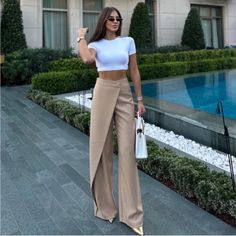 Questions? Leave A Comment Below! Linen Blend Pants, High Waist Pants, Long Trousers, New Pant, Loose Pants, Zara Pants, Guest Outfit, Monokini, Waist Pants