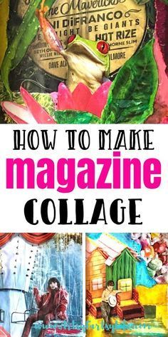 how to make magazine collage with pictures and text overlaying the title image