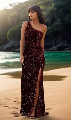 Velvety soft, this long sequin prom dress is as curve-hugging as it is sparkly. Sold exclusively at PromGirl, this gorgeous one-shoulder formal dress shines with allover sequins from the asymmetrical neckline to the hem of the floor-length skirt. The glamorous evening gown has one shoulder strap that become thin straps that flow over the open back for a sexy vibe at prom, fancy formals, and other black-tie events. The fabulous evening gown includes a curve-hugging long skirt that opens in a side slit before pooling into a dramatic train that trails behind. So beautiful for the girl who loves a sparkly look, this long velvet sequin prom dress is offered in misses and plus sizes. Emerald Sequin Dress, One Shoulder Prom Dress, Plus Size Prom, Sustainable Clothing Brands, Sequin Prom Dress, Sequin Prom Dresses, Floor Length Skirt, Prom Girl, Asymmetrical Neckline