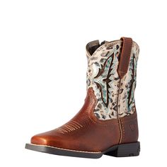 What all the cool kids are wearing. This pair combines fun prints and colors with our revolutionary VentTEK™ technology to keep feet comfortable on hot days. Our Easy Fit system makes it easier to get boots on/off and molds to their foot. Koel VentTEK Western Boot | Koel VentTEK Western Boots in Spiced Cider, Size: 8 K B / Medium by Ariat Kids Ariat Boots, Brand Rep Search, Western Embroidery, Spiced Cider, Ariat Boots, Square Toe Boots, Western Boot, Fashion Toys, Western Cowboy Boots