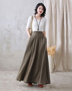 Long Linen Skirt Linen Maxi Skirt for Women A Line Long - Etsy A Line Long Skirt, Winter Bridesmaid, Long Linen Skirt, Linen Maxi Skirt, Skirt Linen, Maxi Rok, Pleated Long Skirt, Skirt High Waist, Wool Clothing