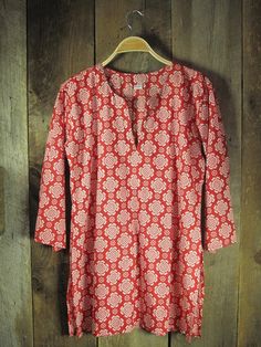 (1) Cotton Tunic Top Tory Red – Girl Intuitive Cotton Tunic Tops, New Rochelle, Red Girl, Cotton Tunic, Measurement Chart, Traditional Indian, Quarter Sleeve, Tunic Top, Tunic Tops