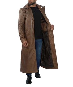 Real Leather Trench Coat For Men | Go-To Winter Outerwear
Embrace winter in style with the Men’s Full-Length Brown Leather Trench Coat, designed for maximum warmth and timeless elegance. This coat provides superior protection against the cold while enhancing your look with its classic trench silhouette. Crafted for durability and comfort, it’s perfect for staying sharp and cozy throughout the colder months.



FAQs

	
		
			
			How long will a real leather coat last?
		
		
			
It is one of the m Luxury Brown Notch Lapel Outerwear, Luxury Brown Outerwear For Business, Luxury Brown Business Outerwear, Luxury Brown Pea Coat With Button Closure, Luxury Brown Pea Coat With Lapel Collar, Luxury Brown Pea Coat For Business, Luxury Brown Outerwear With Double Button Closure, Formal Long Coat Leather Jacket With Button Closure, Formal Brown Outerwear With Leather Lining