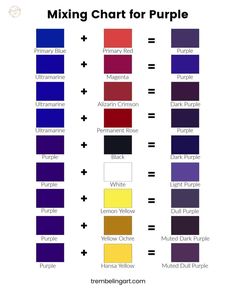 the color chart for mixing with different colors