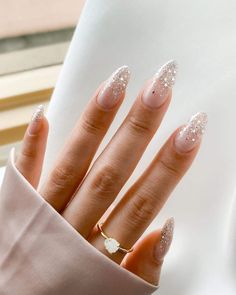 graduation nail designs Nails Sparkly, Glitter Tips, Engagement Nails, December Nails, Graduation Nails, Nails Homecoming, Her Nails, Nails White, Bride Nails