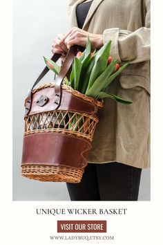 fantastic combination of natural materials such as leather and wicker makes this product timeless and unique. The original basket is perfect for shopping, it is spacious, you don't have to take plastic bags with you - with our basket you will do eco shopping! You can take it both to a meeting with friends and to a picnic. Wicker bag is closed from the top with a leather flap so you can safely store your wallet, phone! Leather Straw Bag With Braided Handles In Basket Shape, Natural Leather Basket Bucket Bag, Natural Leather Basket-shaped Bucket Bag, Brown Woven Leather Bucket Bag, Leather Bucket Bag With Braided Handles In Basket Shape, Brown Woven Leather Basket Bucket Bag, Brown Woven Leather Straw Bag In Bucket Shape, Brown Woven Leather Bucket Straw Bag, Brown Leather Woven Bucket Straw Bag