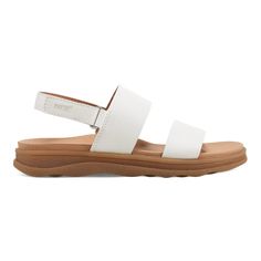 Leah Round Toe Strappy Casual Flat Sandals - earth® shoes White Synthetic Sandals With Adjustable Strap, White Adjustable Strap Synthetic Sandals, Casual White Sandals With Adjustable Strap, Casual Sport Sandals With Ankle Strap, Casual Sport Sandals With Adjustable Ankle Strap, Casual Ankle Strap Sport Sandals With Adjustable Fit, White Wedge Sandals With Adjustable Strap For Beach, White Sport Sandals With Adjustable Strap For Spring, White Sandals With Adjustable Strap