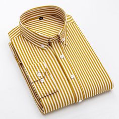 Yellow Cotton Top With Casual Collar, Casual Yellow Office Shirt, Spring Striped Slim Fit Shirt, Yellow Summer Office Shirt, Striped Cotton Dress Shirt For Summer, Spring Striped Long Sleeve Dress Shirt, Summer Striped Cotton Dress Shirt, Sport Jacket Men, Harajuku Men