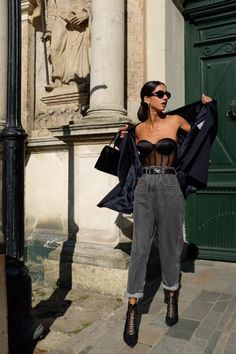 Corset Fits, Corset Outfits, Corset Outfit, Pastel Outfit, Looks Street Style, Black Corset, Brunch Outfit, Mode Inspo