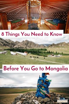 the inside of a yurt with mountains in the background and text that says 8 things you