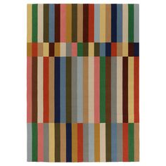 a multicolored rug with vertical stripes on the bottom and sides, all in different colors