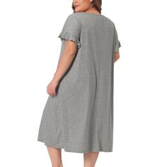 Made of soft and comfortable fabric, this long nightgown is suitable for family pajama parties, everyday, out shopping, midnight and more. The ruffle sleeved design has an elegant feel, a comfortable loose fit and convenient front pockets. It can also be given as a gift to your girlfriend, friend, daughter or mother. Designed specifically for plus size women and designed to provide comfortable clothing for plus size girls and hope to provide you with a good shopping experience. Cheap Casual V-neck Nightgown, Cotton Sleepwear With Pockets, Short Style, Summer Sleepwear With Pockets, Short Shape, Cotton V-neck Nightgown For Bedtime, Casual V-neck Stretch Nightgown, Long Nightgown, Ruffle Fabric, Nightgowns For Women, Family Pajamas